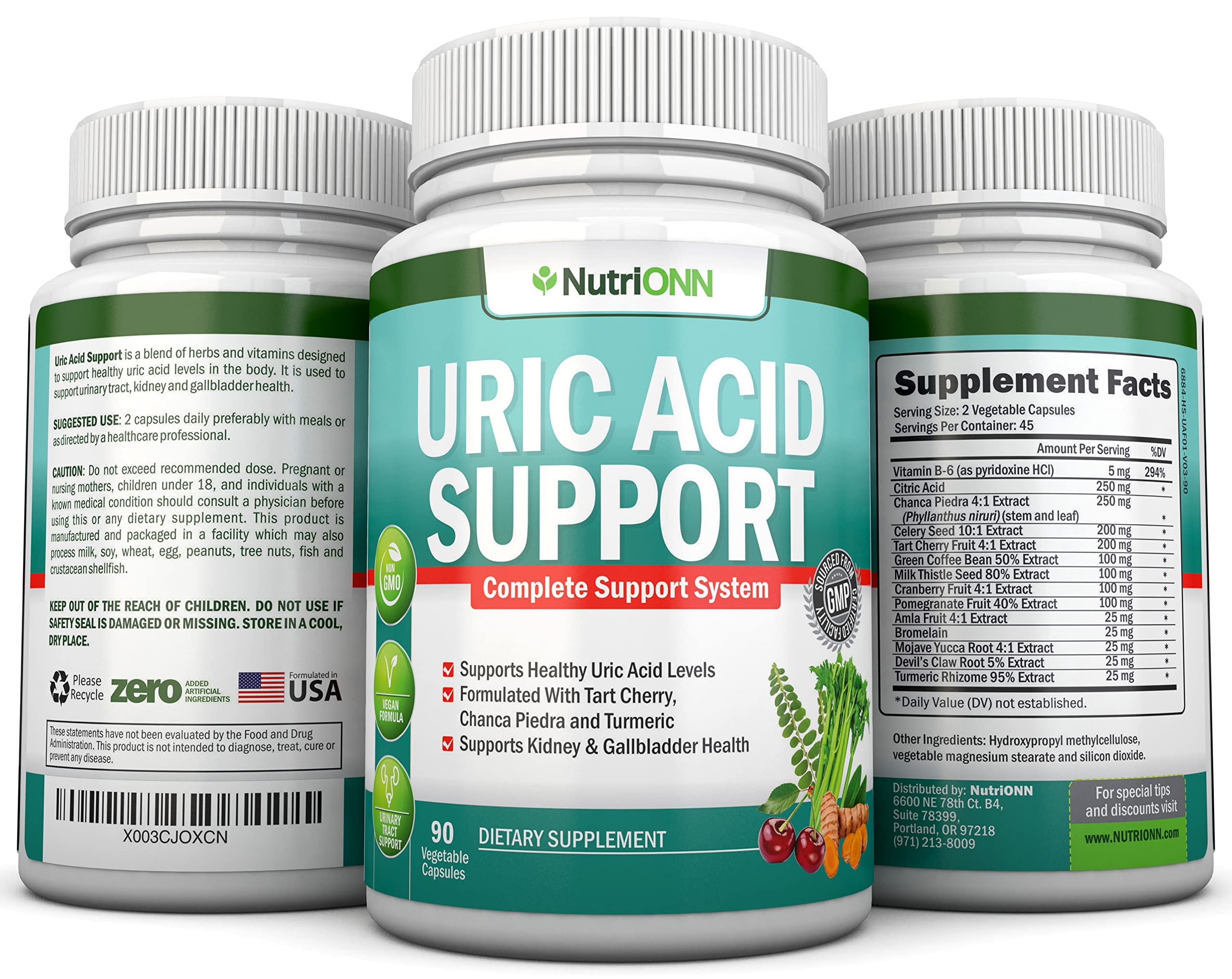 NutriONN Uric Acid Flush – extrait grains de café vert, antioxydant potentiel.