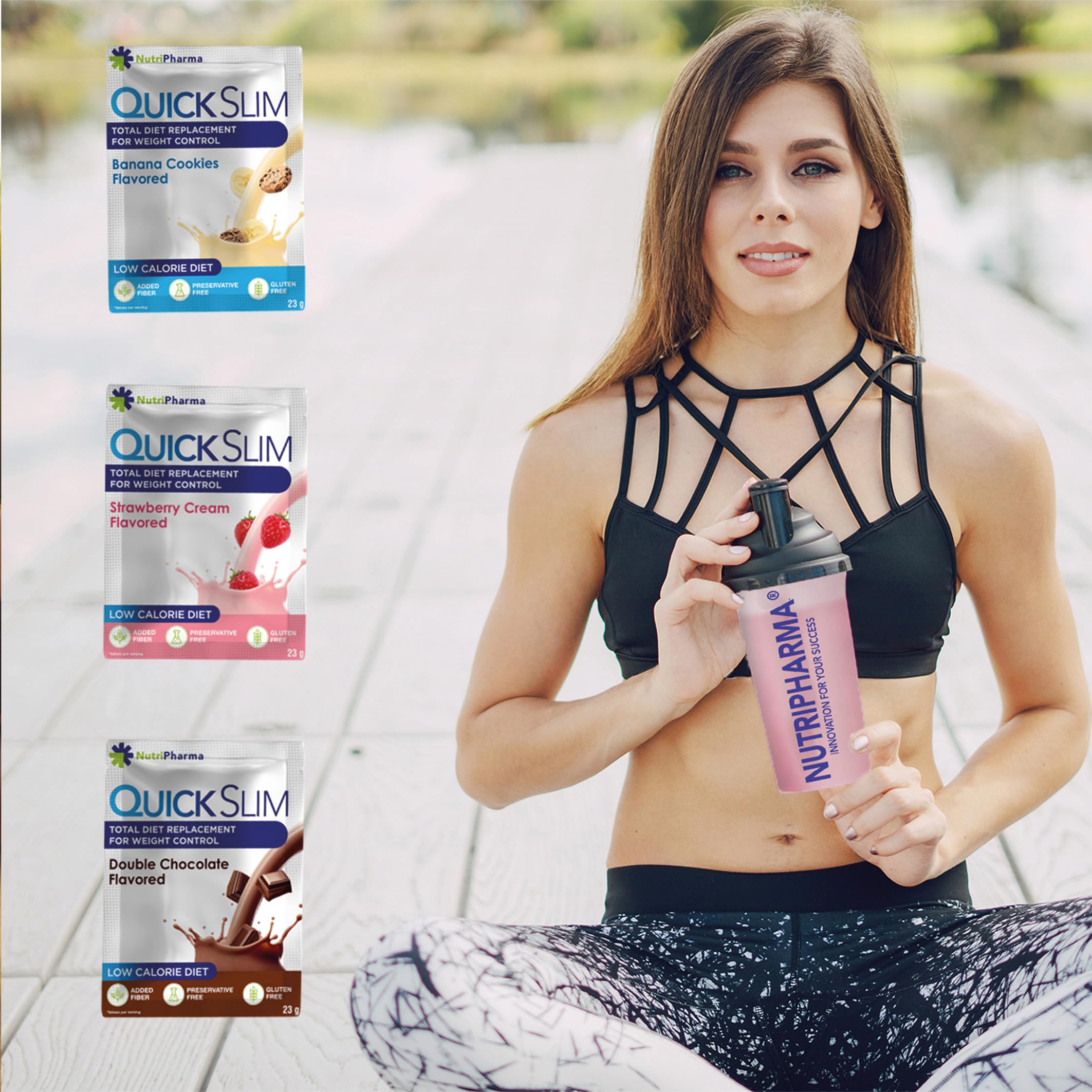 Nutripharma Quick Slim goût Banane et Biscuit, saveur gourmande et équilibrée.