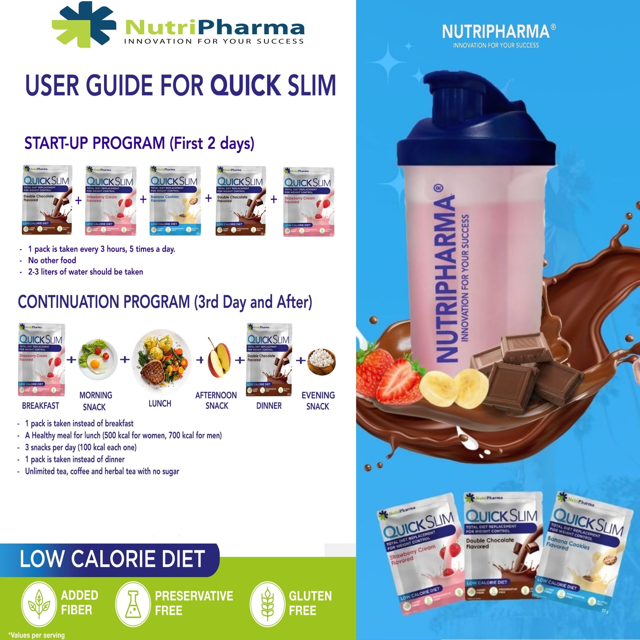 Nutripharma Quick Slim étiquette nutrition détaillée et facile à lire.