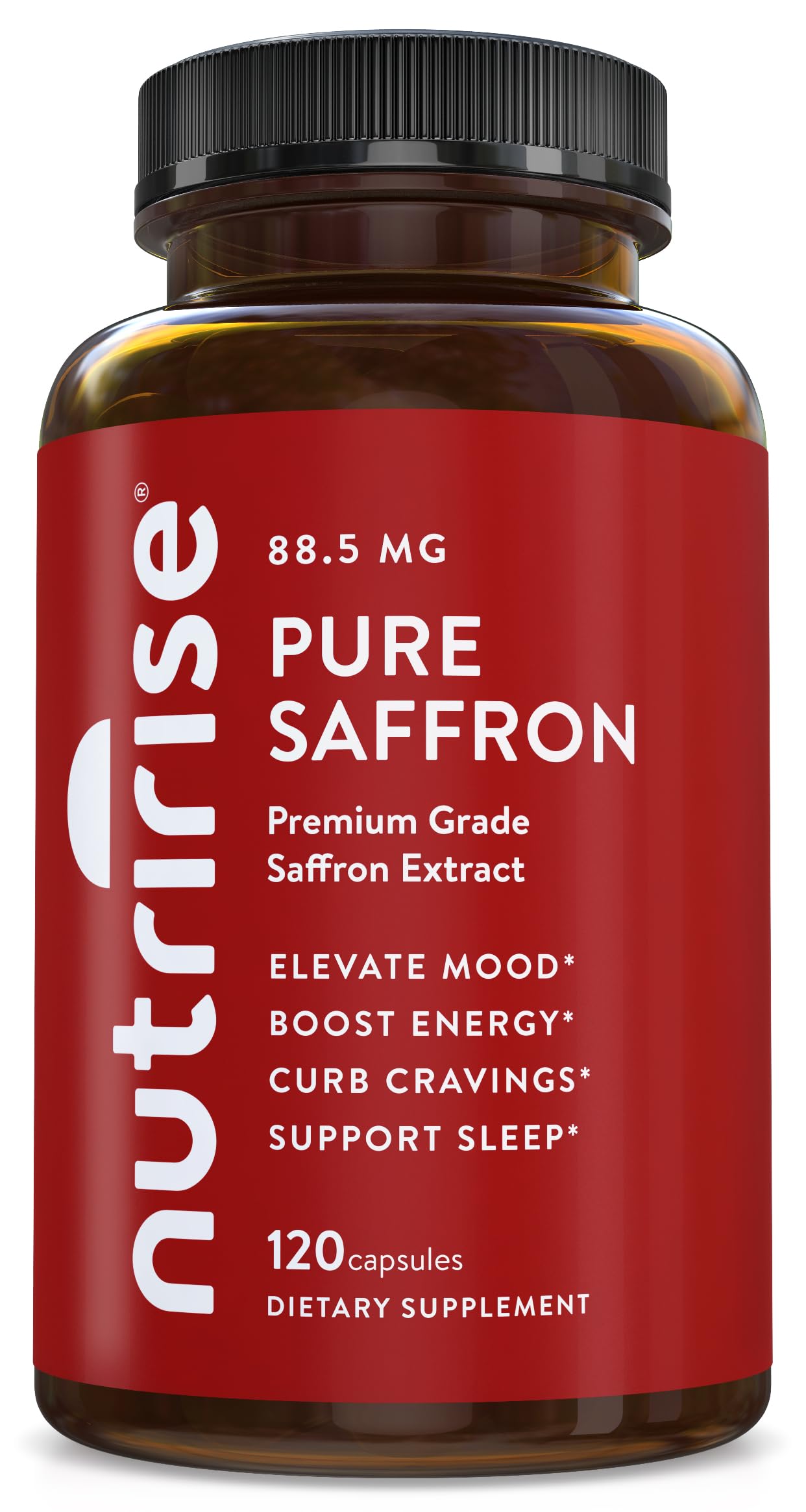 NutriRise Safran capsules – boîte montrant l'emballage, soutien potentiel de l'humeur.