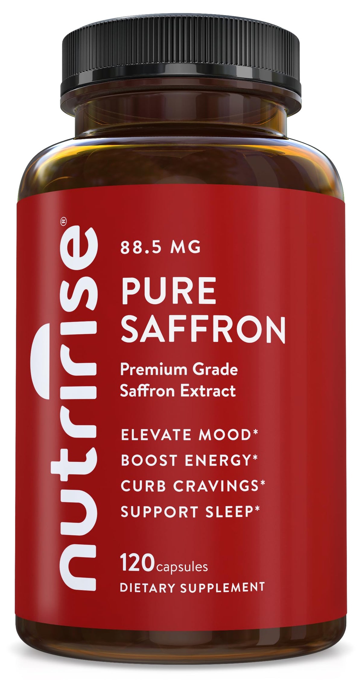 NutriRise Safran capsules – boîte montrant l'emballage, soutien potentiel de l'humeur.