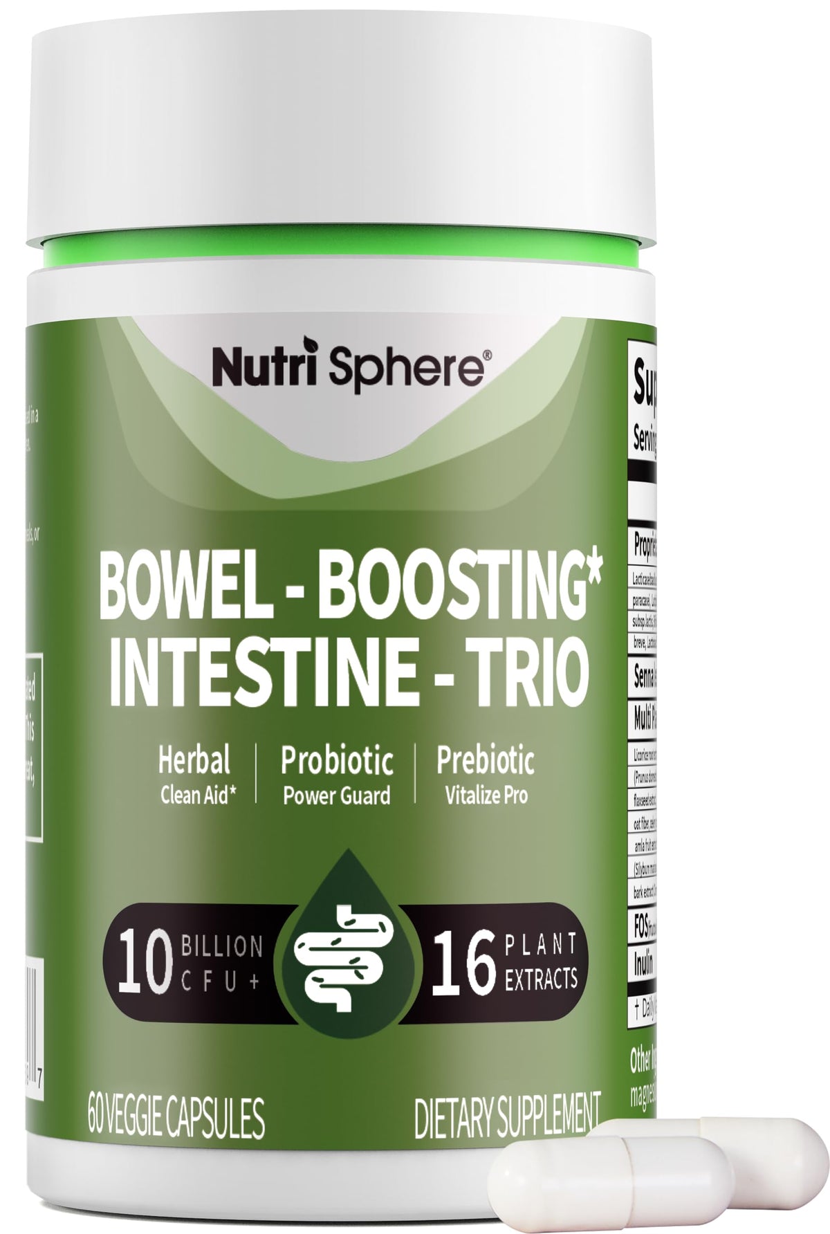 NutriShpere capsules probiotiques — bouteille visible pour un confort digestif quotidien.