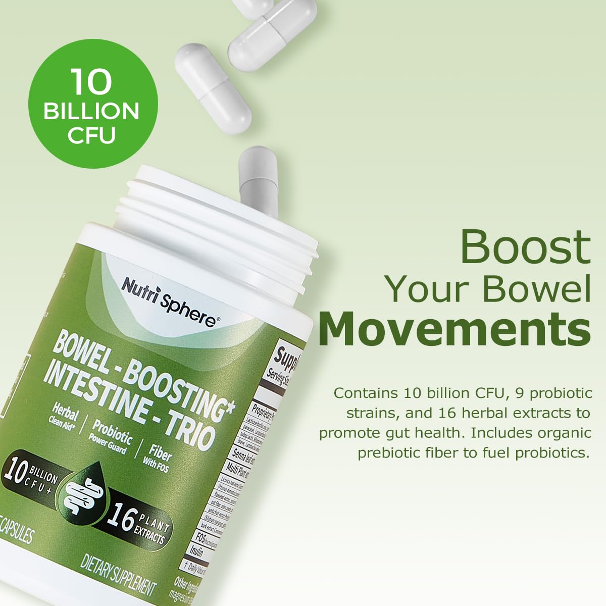 NutriShpere capsules probiotiques — prune, psyllium et lin agissent en synergie.