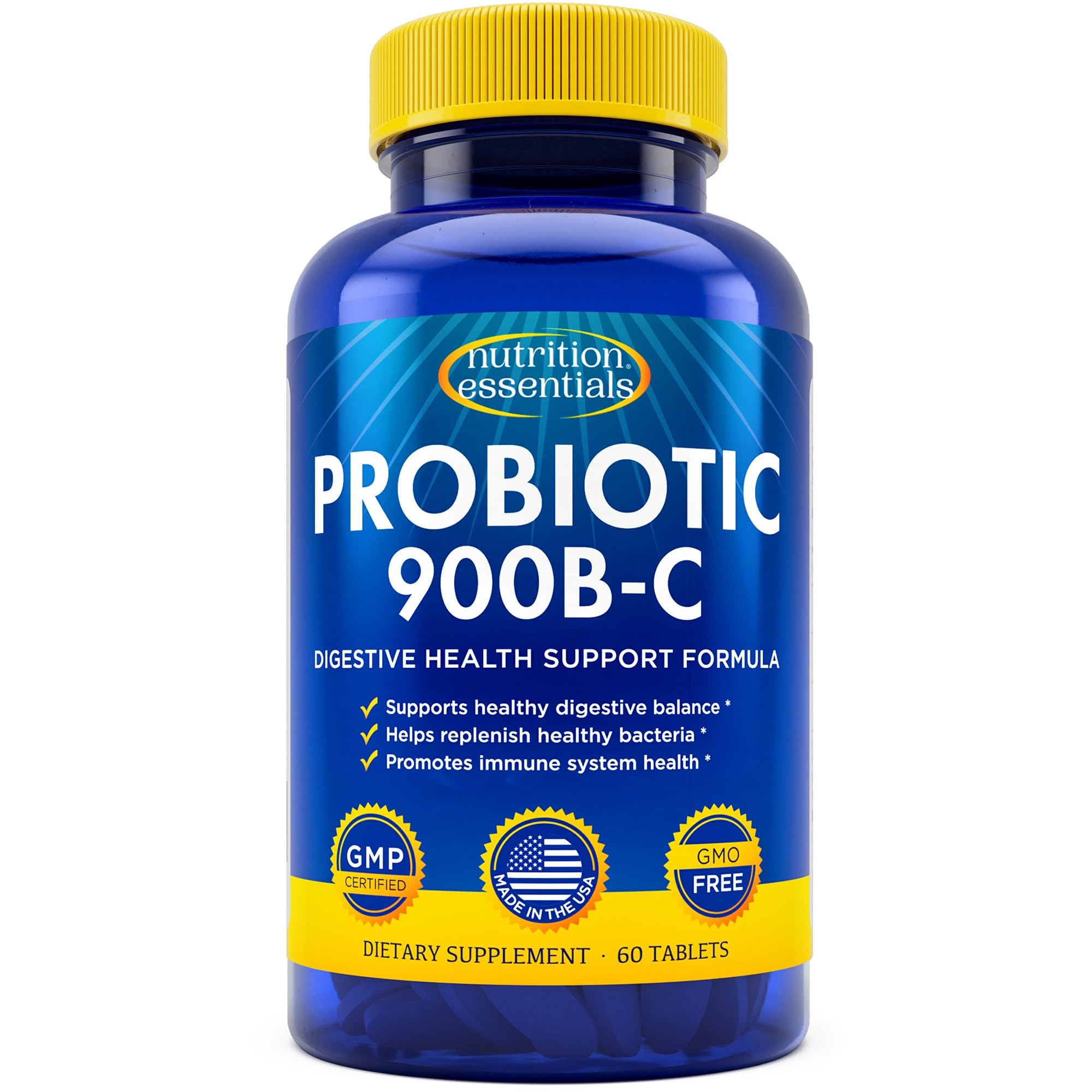 Nutrition Essentials Probiotiques : Bouteille-probiotiques soutient le bien-être digestif quotidien.