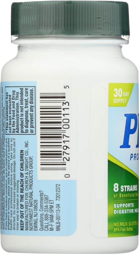 Nutrition Now PB 8 Acidophilus, capsules visibles, formule végétarienne sans gluten pour le quotidien.