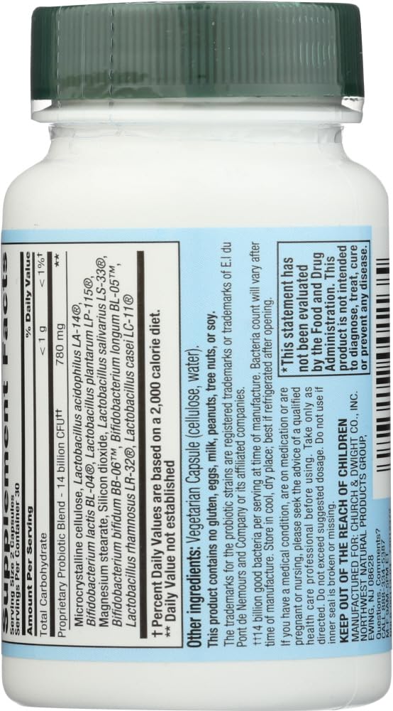 Nutrition Now PB 8 Acidophilus, étiquette claire, référence à 8 souches pour l'équilibre intestinal.