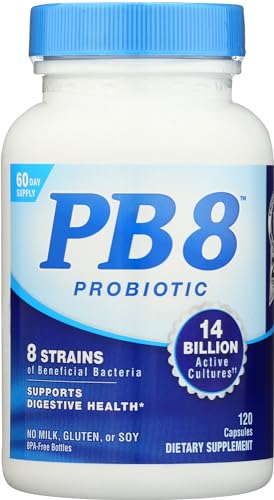 Nutrition Now Pb 8 Acidophilus, bouteille de 120 gélules prête à une utilisation quotidienne.