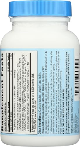 Nutrition Now Pb 8 Acidophilus, etiquette arrière montrant l'absence d'additifs.