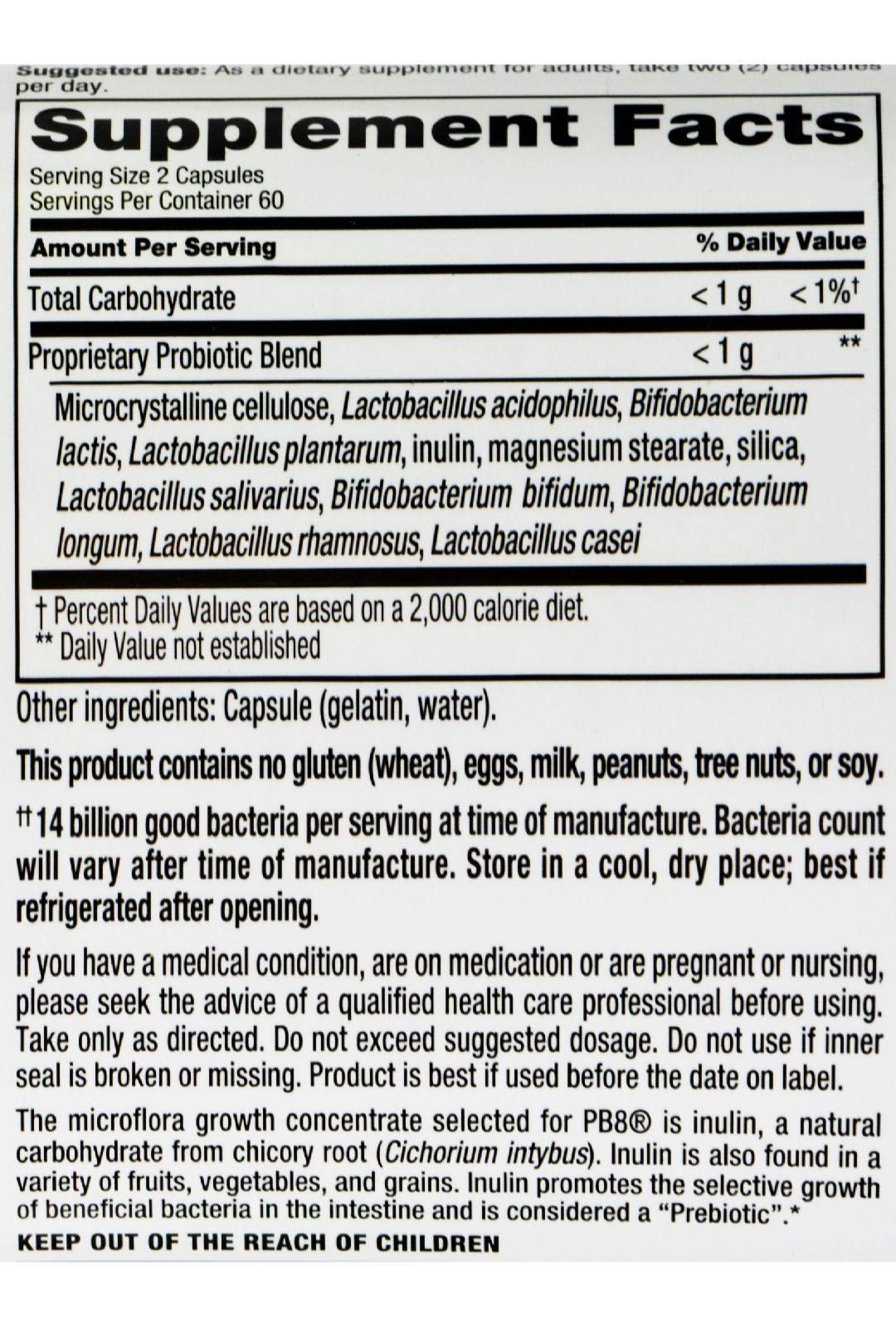 Nutrition Now Pb8 Acidophilus – emballage compact, pratique en voyage.