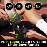Nutrition On The Go – sachet protéine végétale 20 g pour voyage rapide.