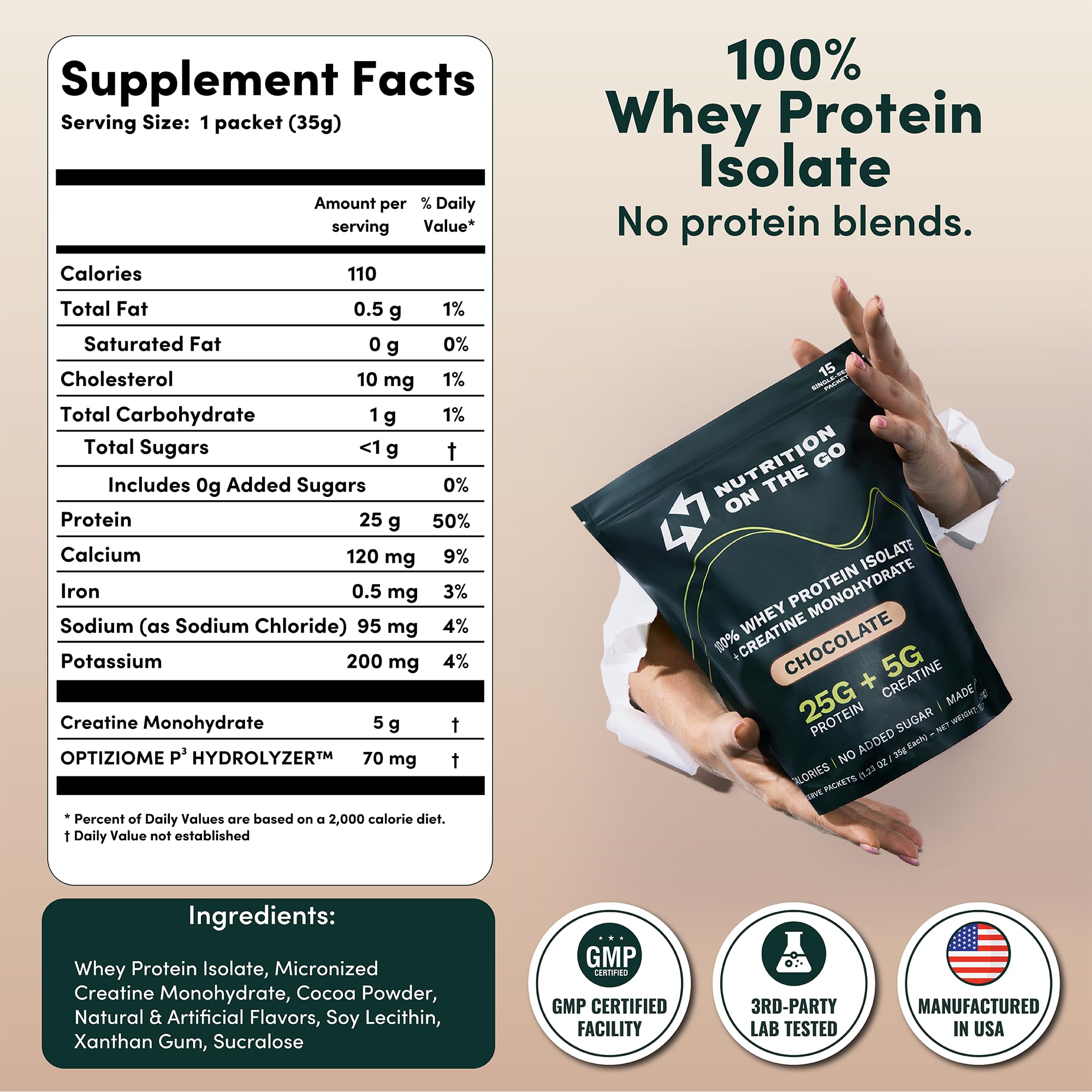 Sachets Nutrition On The Go sans gluten et sans additifs inutiles.