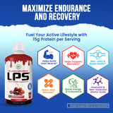 Nutritional Designs LPS verre boisson collagene-whey pasteque, consommation rapide.
