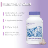 Nutritional Roots prénatal DHA : étiquette montrant mélange bio et probiotiques pour digestion facile.