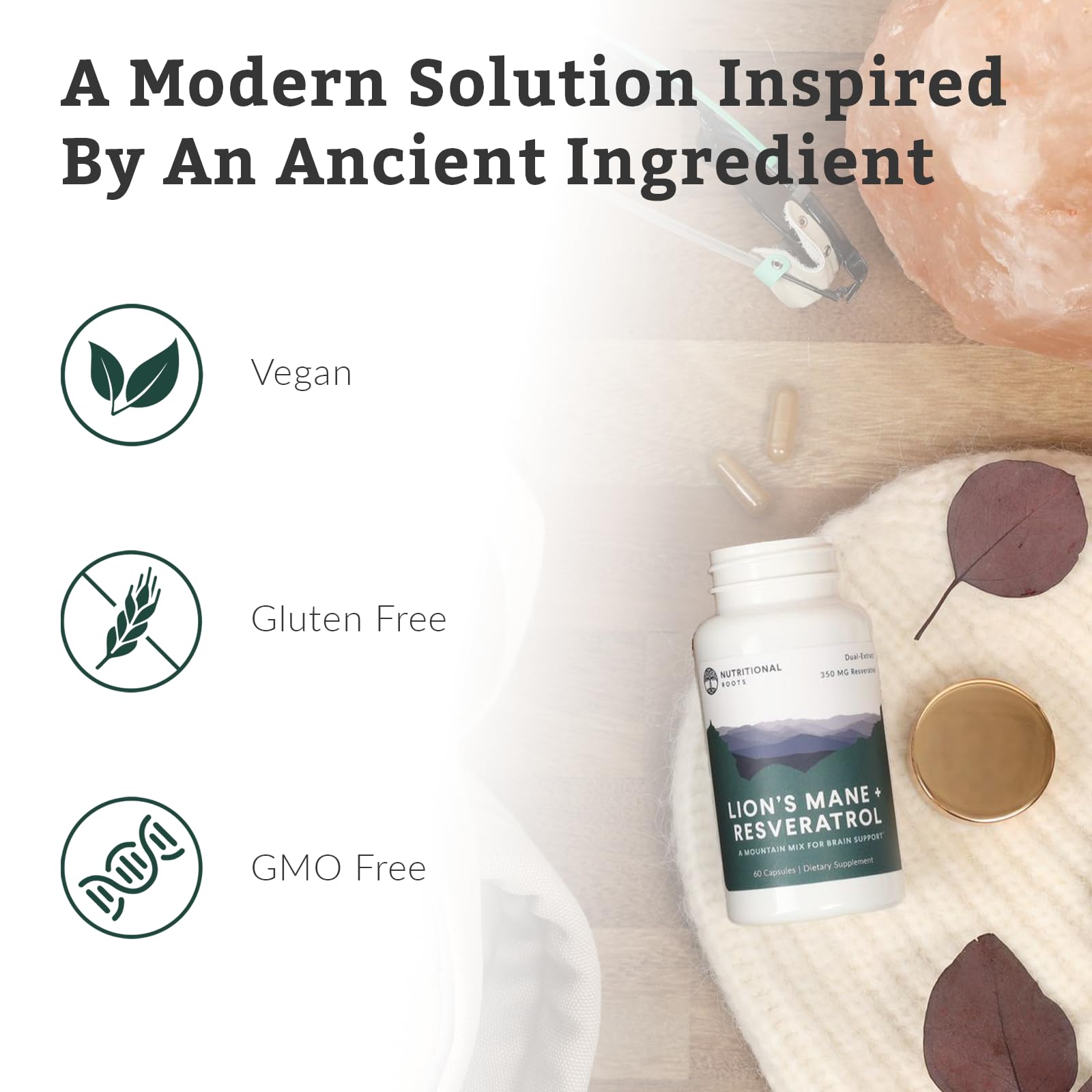 Nutritional Roots trans-resveratrol 350 mg – support potentiel pour la santé vasculaire.