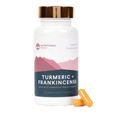 Nutritional Roots Turmeric Frankincense en bouteille, format pratique pour routine quotidienne.