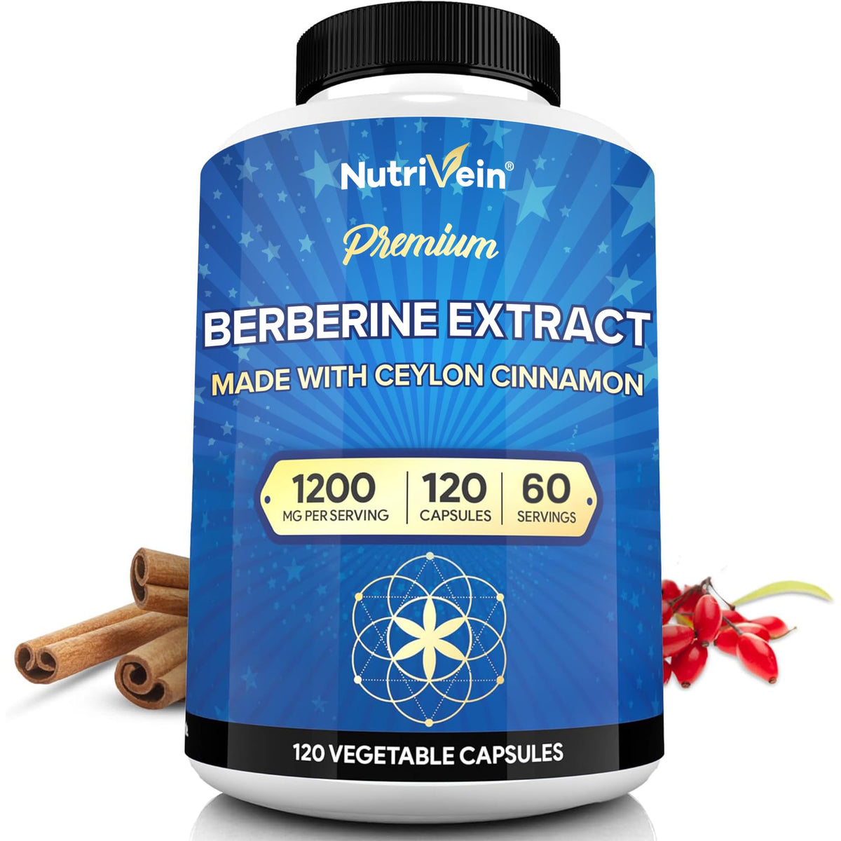 Nutrivein Berberine bouteille: soutien digestif et métabolisme potentiel.