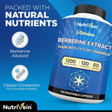 Nutrivein Berberine étiquette: informations claires sur les ingrédients et l’origine.