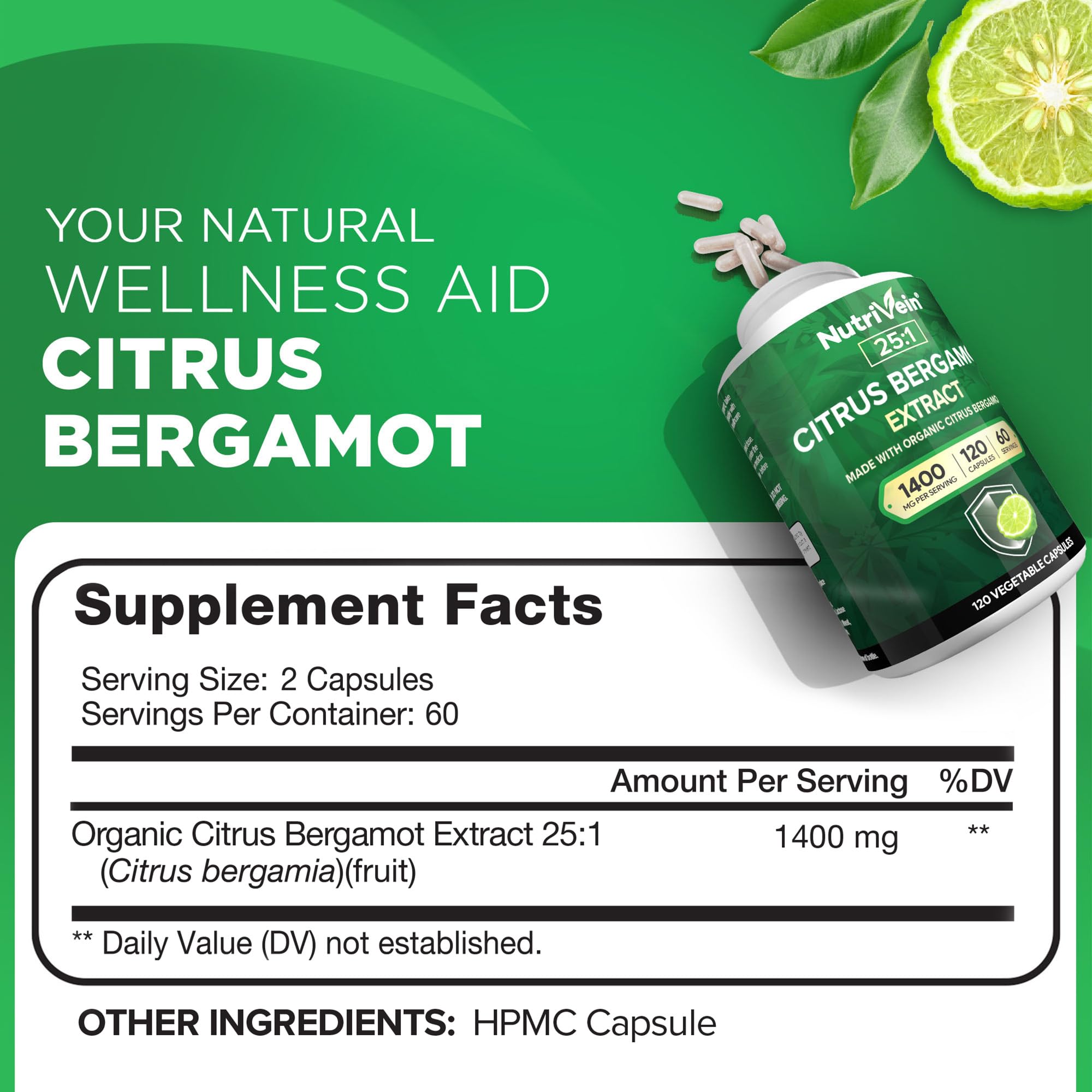 Nutrivein Bergamot : capsules faciles à intégrer à la routine quotidienne.