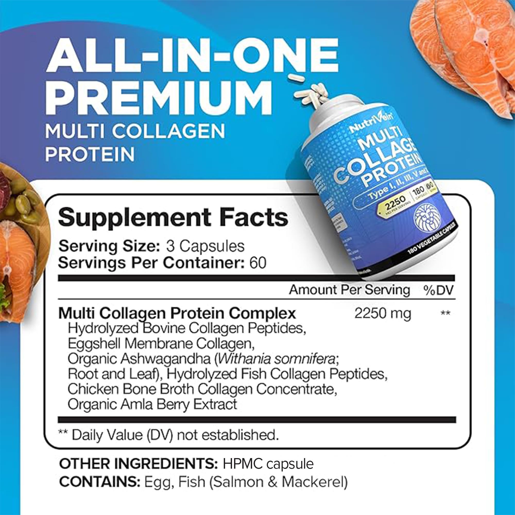 Nutrivein : gélules de collagène multi-types pour soutien articulaire.