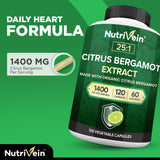 Nutrivein Bergamot : étiquette claire indiquant les ingrédients et l'origine italienne.