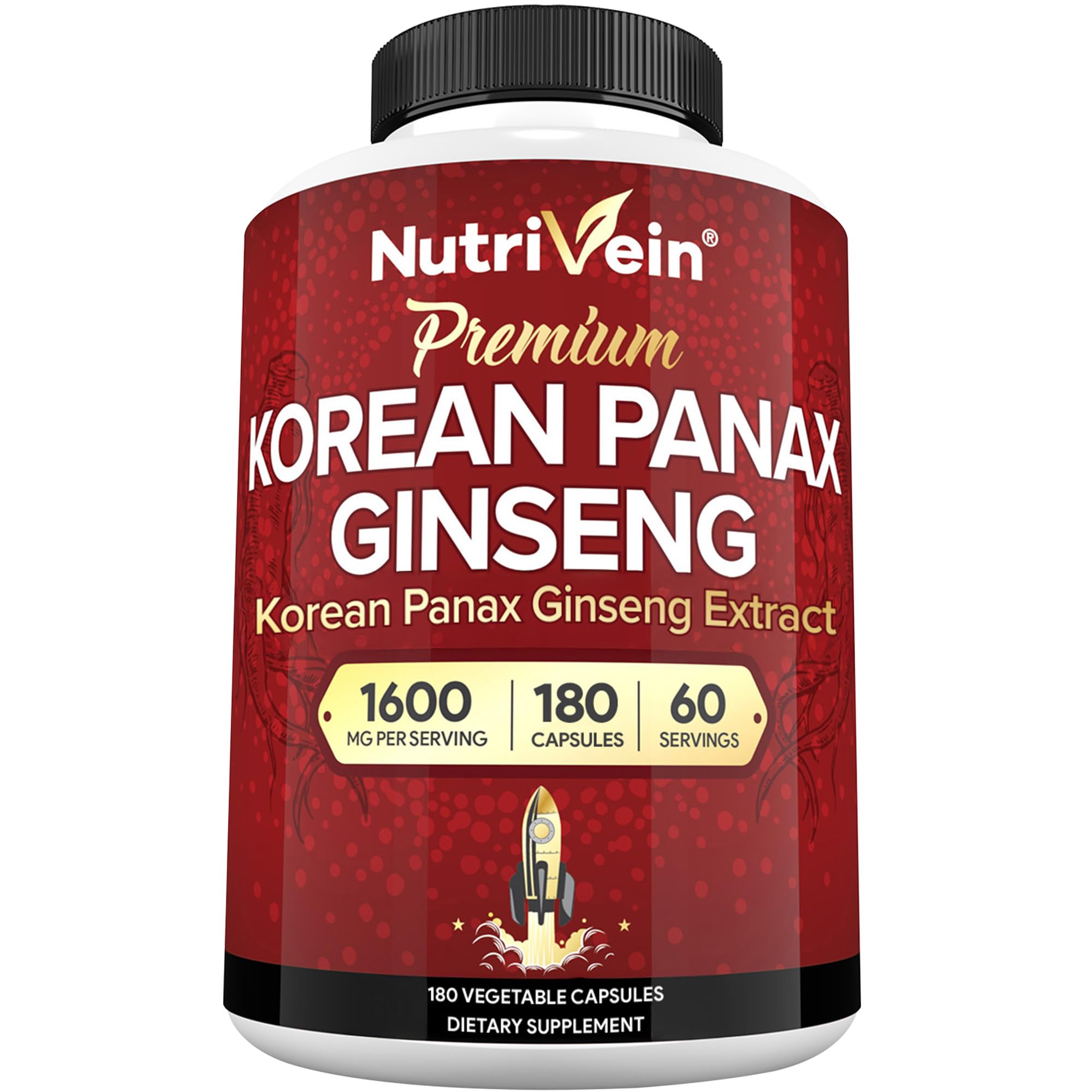 Nutrivein Ginseng Panax Rouge Coréen en bouteille, énergie naturelle potentielle