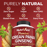 Étiquette Nutrivein Ginseng Panax Rouge – ingrédients vegan sans allergènes
