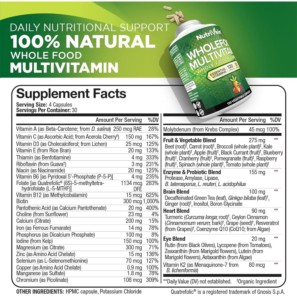 Nutrivein Multivitamines: gélules dans l'emballage pratique pour un usage quotidien