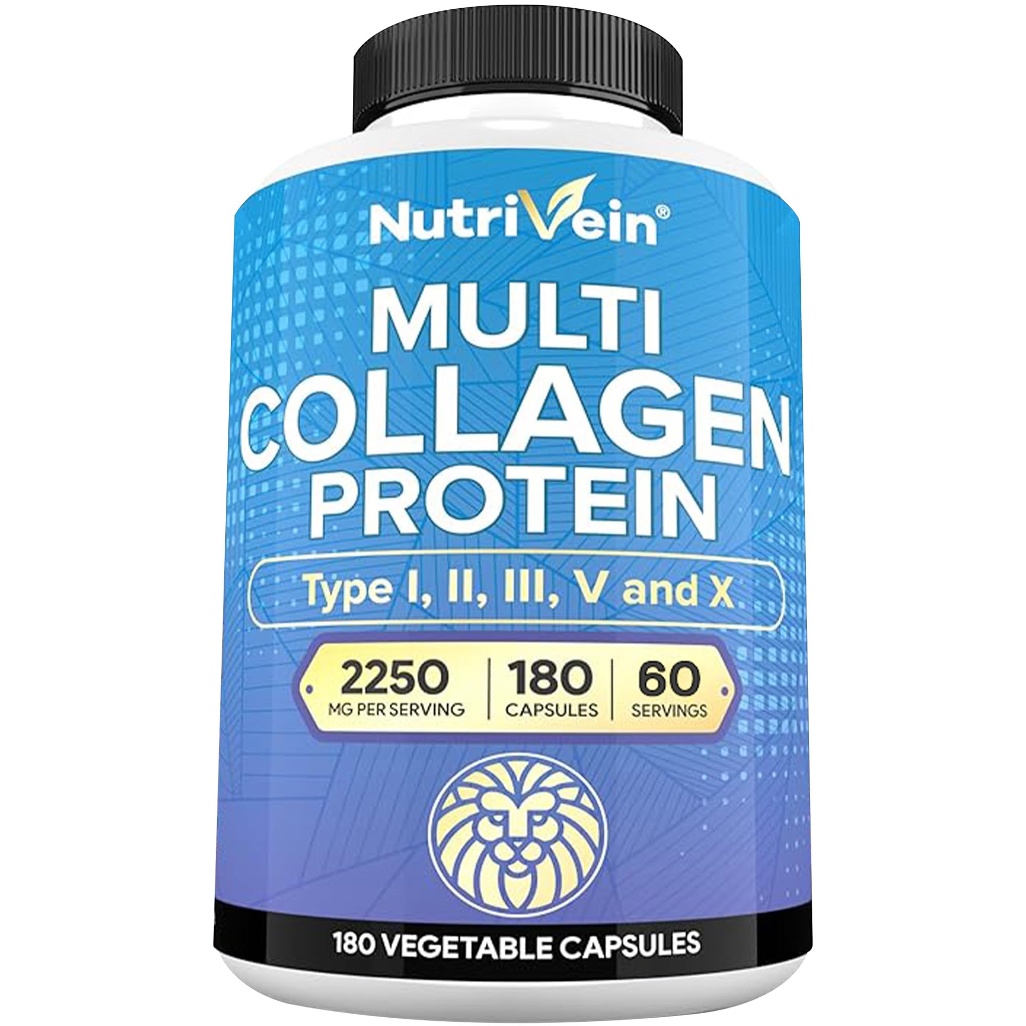 Nutrivein Premium Multi-Collagène : bouteille et gélules faciles à avaler pour joints et peau.