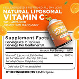 Nutrivein Liposomal Vitamin C, focus sur absorption élevée et confort digestif.