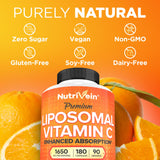 Nutrivein Liposomal Vitamin C, fabriqué aux États‑Unis dans un établissement certifié.