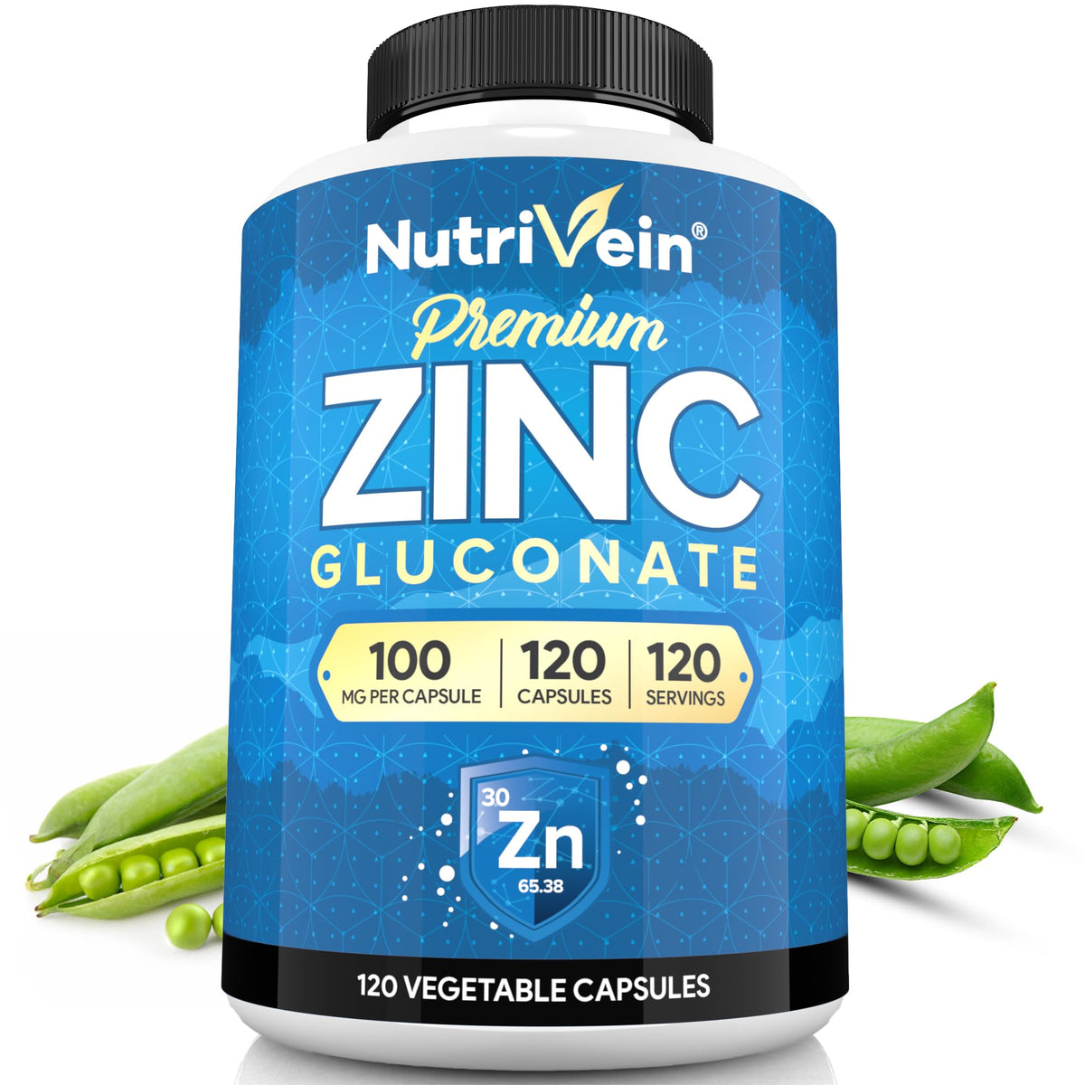 Nutrivein Zinc Gluconate 100 mg capsules: soutien quotidien des défenses.