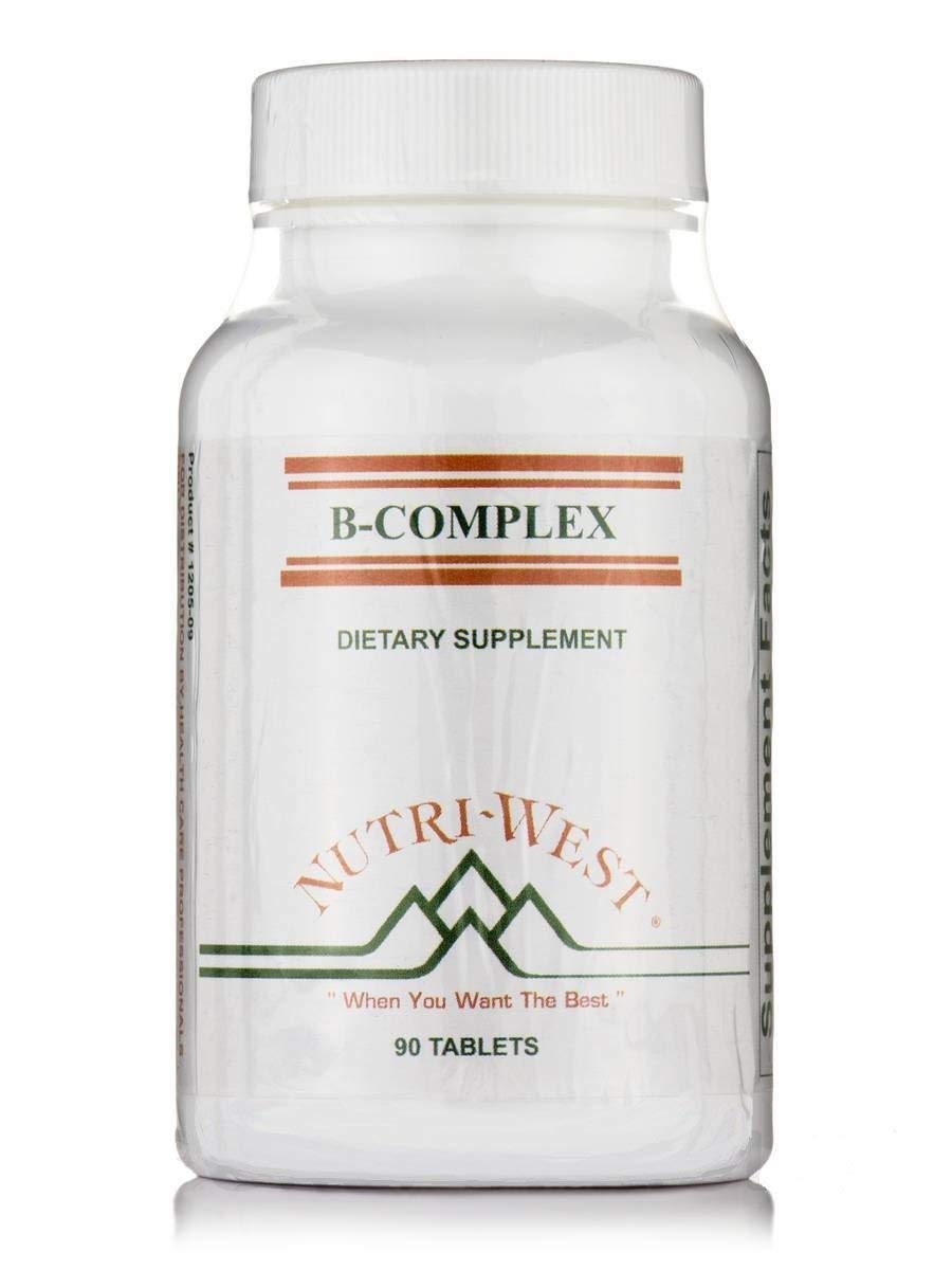 Nutri-West B-Complex, boîte de comprimés, idéal lors de périodes de stress et d'apport alimentaire insuffisant.