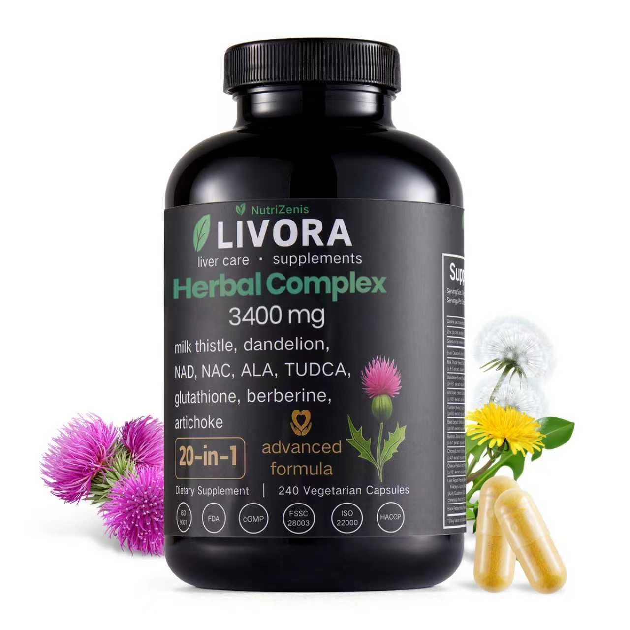 NutriZenis LIVORA: bouteille et étiquette visibles, soutien potentiel au quotidien.