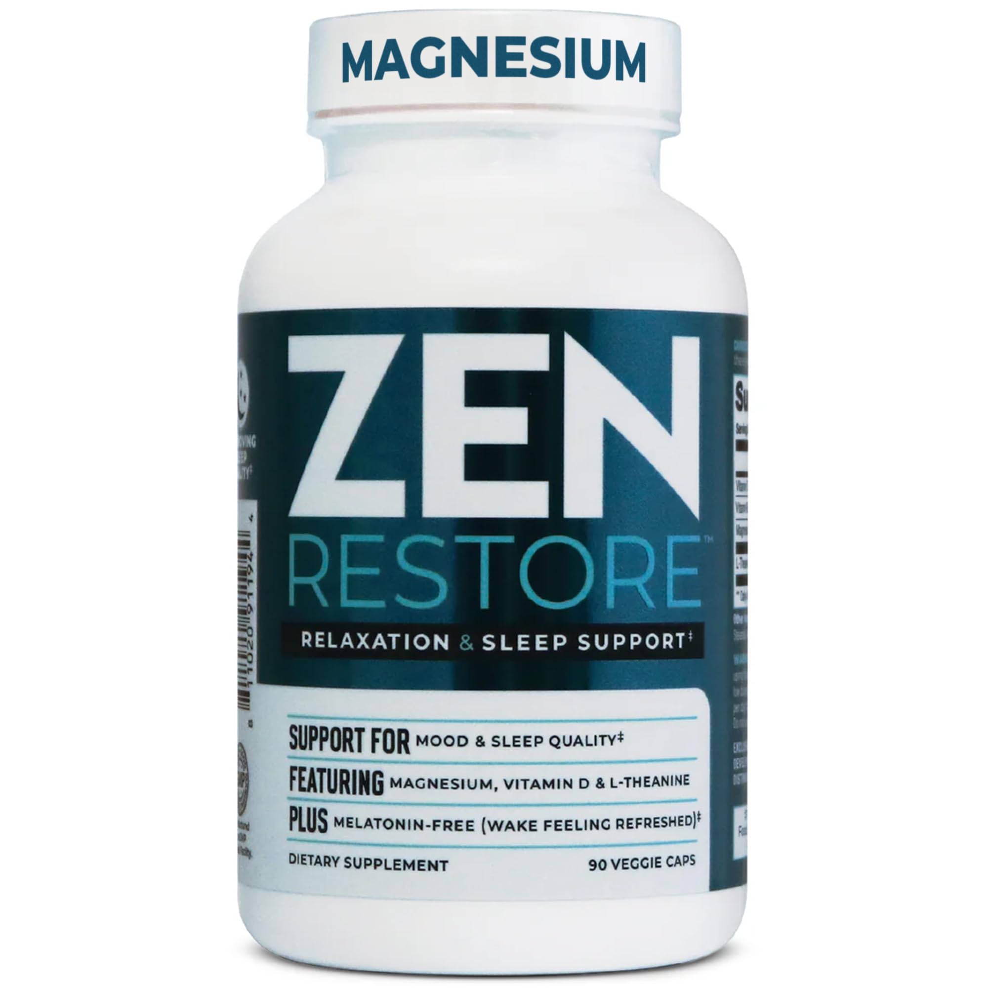 Nutrology Zen Restore bouteille: design épuré et promesse de sommeil réparateur.