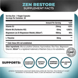 Nutrology Zen Restore capsules: dosage élevé et absorption douce pour muscles et récupération.