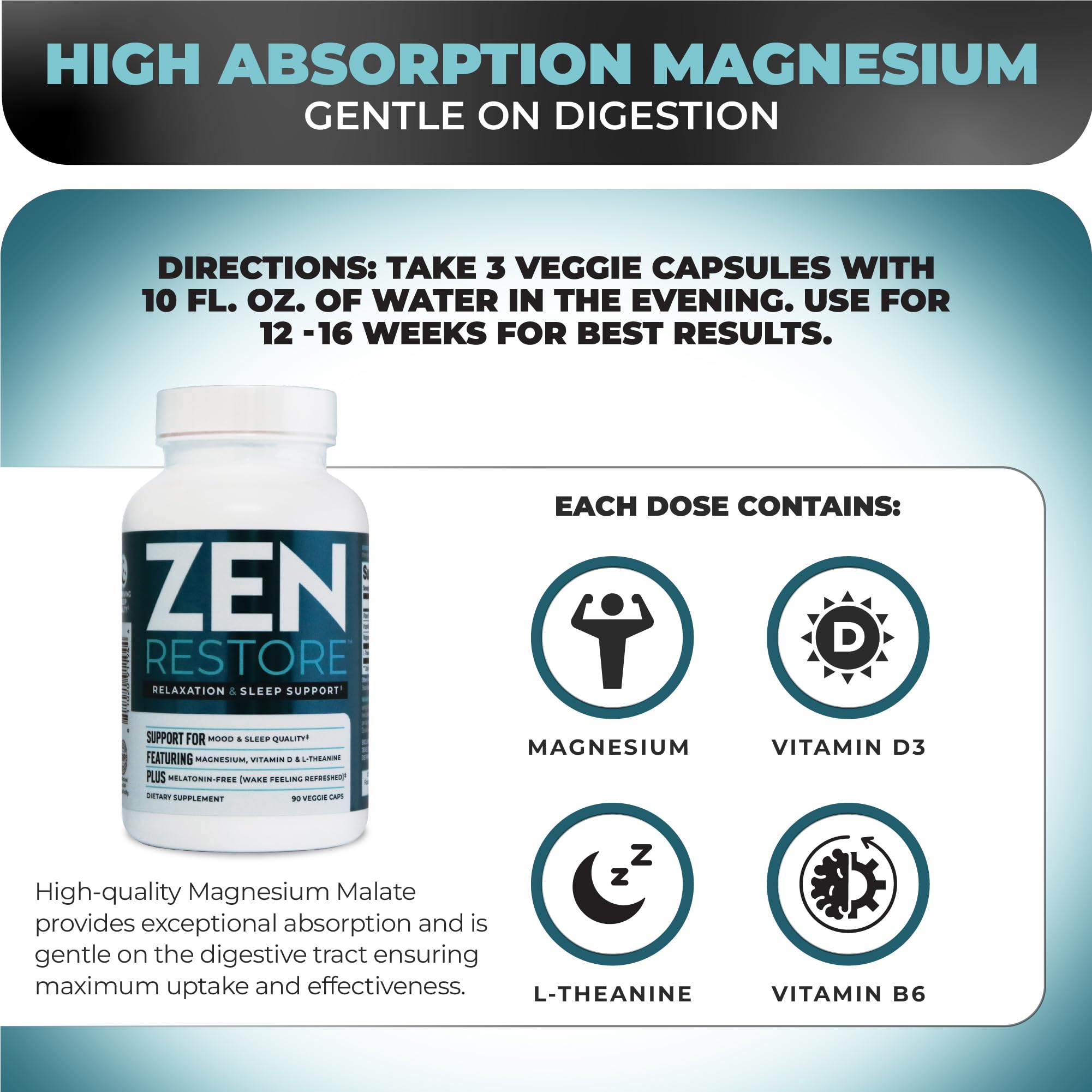 Nutrology Zen Restore emballage 30 portions: pratique pour une routine nocturne.