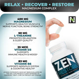 Nutrology Zen Restore vitamine D3 et L‑Théanine: soutien potentiel pour clarté et détente.