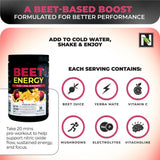 Nutrology Beet Energy O2 verre montrant la boisson énergie naturelle