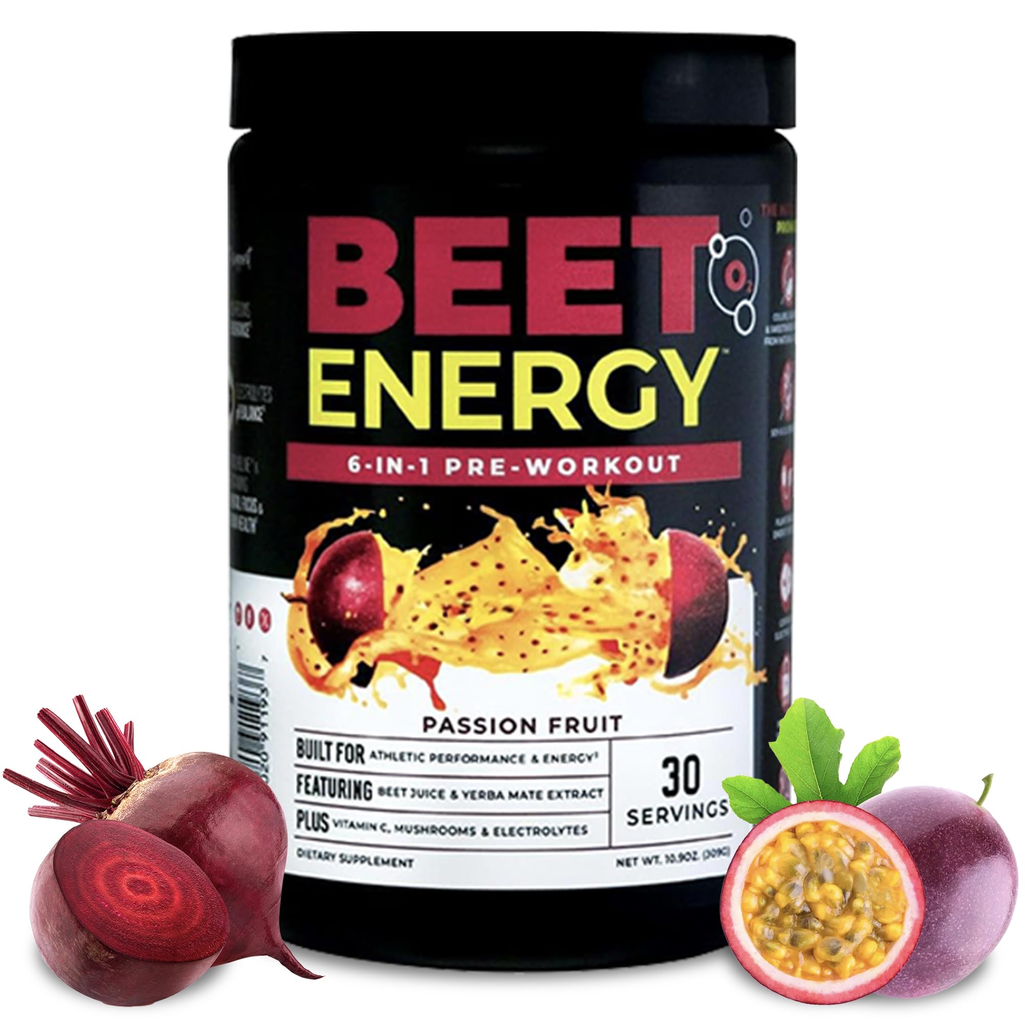 Nutrology Beet Energy O2 poudre pré-workout goût fruit de la passion pour énergie durable