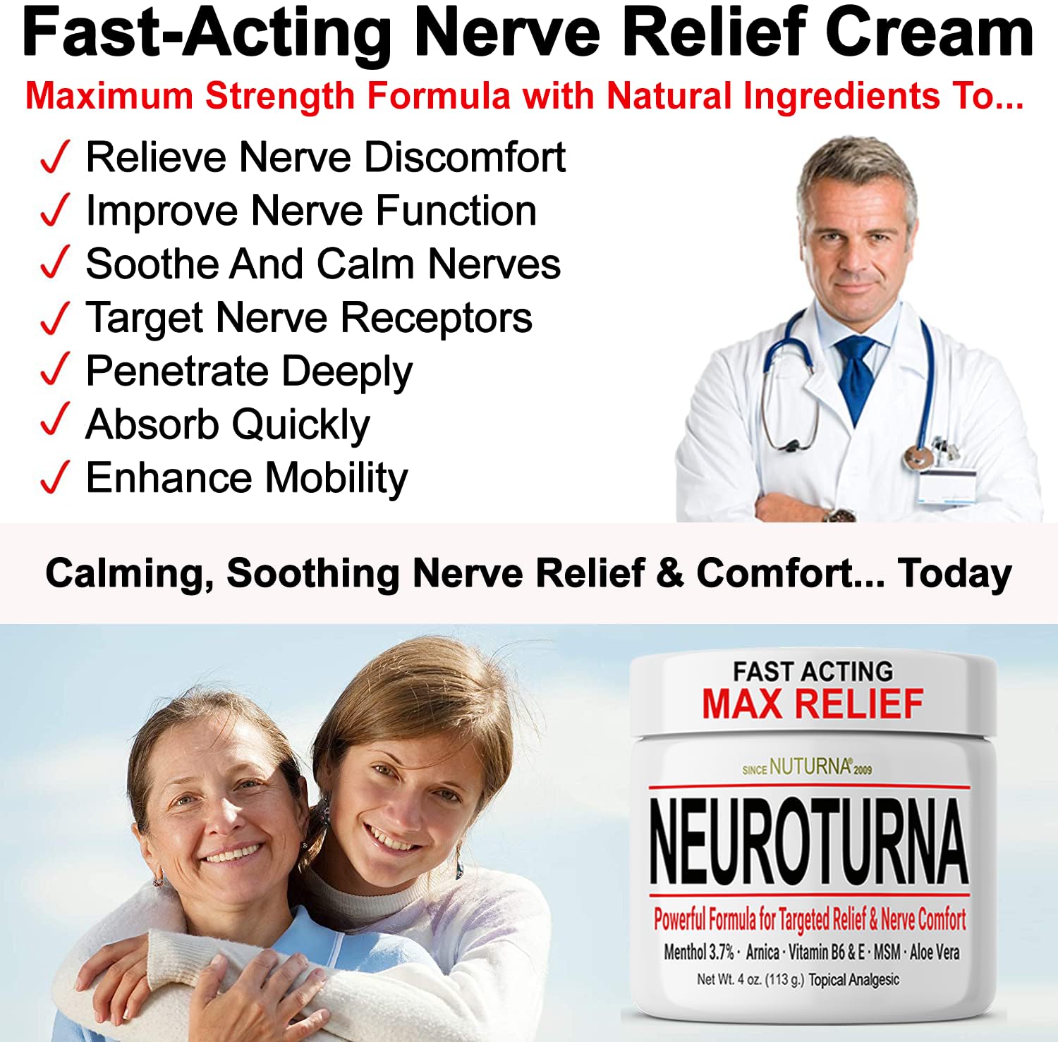 Nuturna Crème Neuropathie, application sur mains et pieds, confort rapide.
