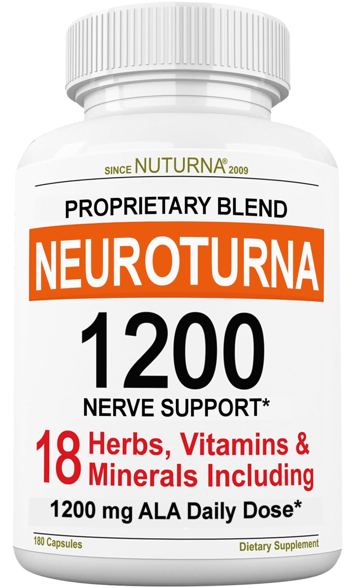 Nuturna Neuropathy : bouteille et capsules, soutien potentiel des nerfs.