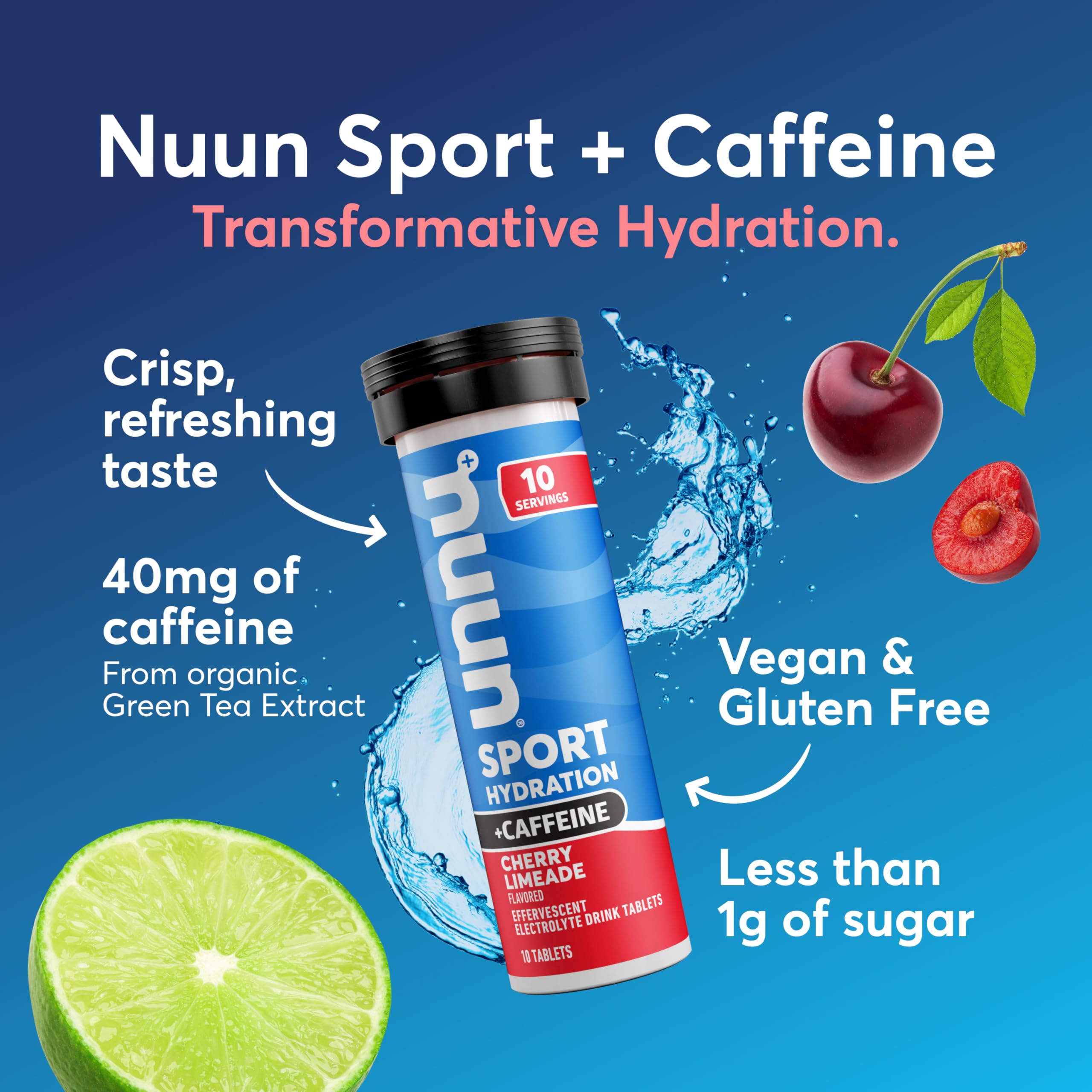 Nuun Energy – tablette dans l’eau dans un verre, ready pour entraînement.