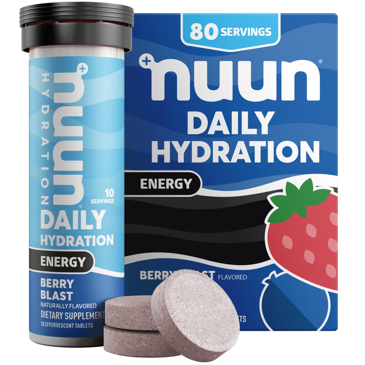 Nuun Energy Berry Blast boîte : hydratation pratique avec énergie durable pendant l’effort.