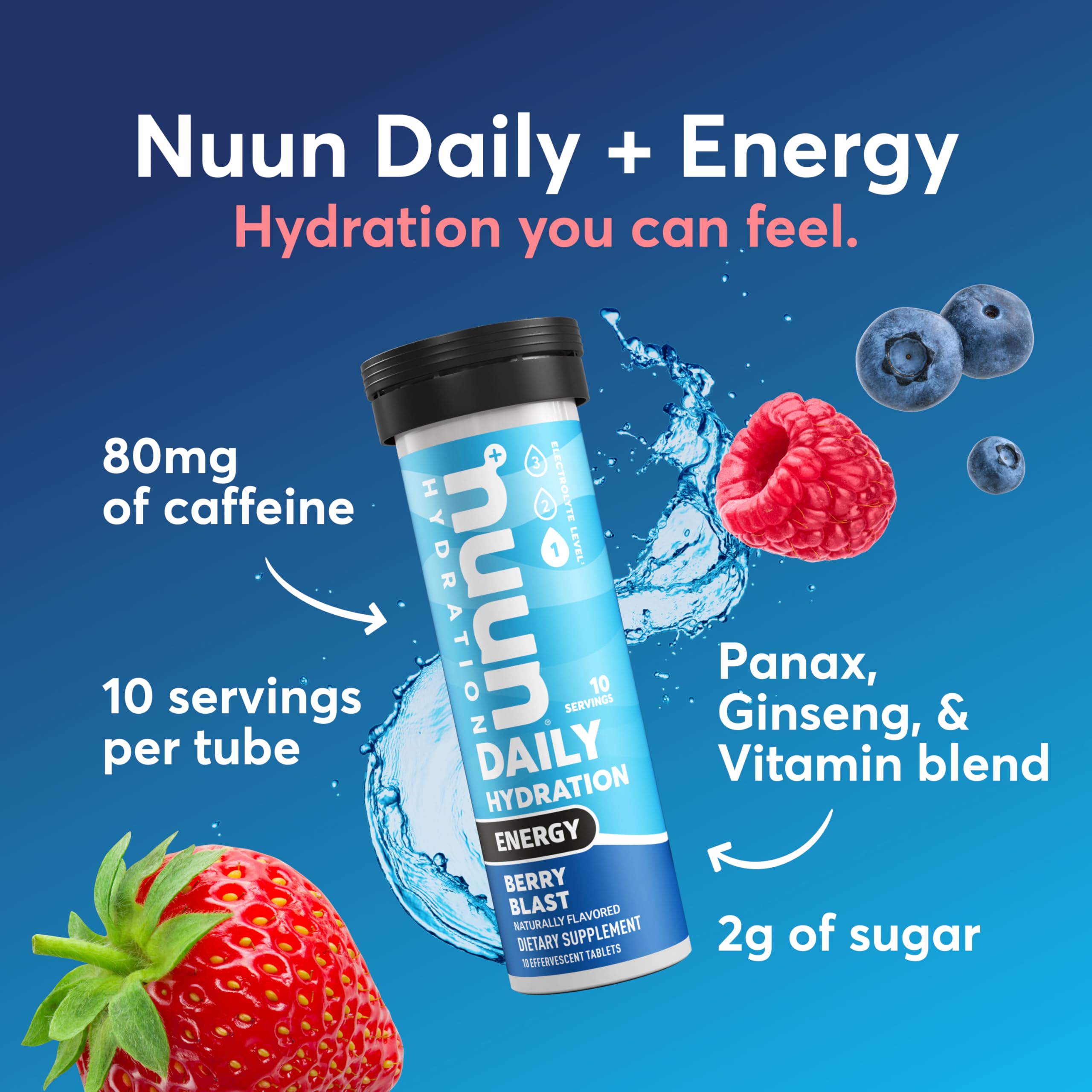 Nuun Energy Berry Blast tubes : portions faciles pour une recharge rapide lors de l’entraînement.