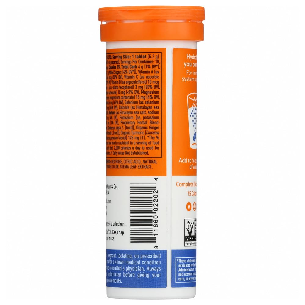 Nuun Immunity tablette effervescente dans l'eau, dissolution rapide et goût fruité.