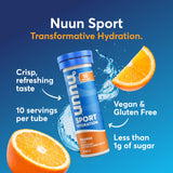 Nuun Sport – emballage orange, format tube pratique pour le sac.