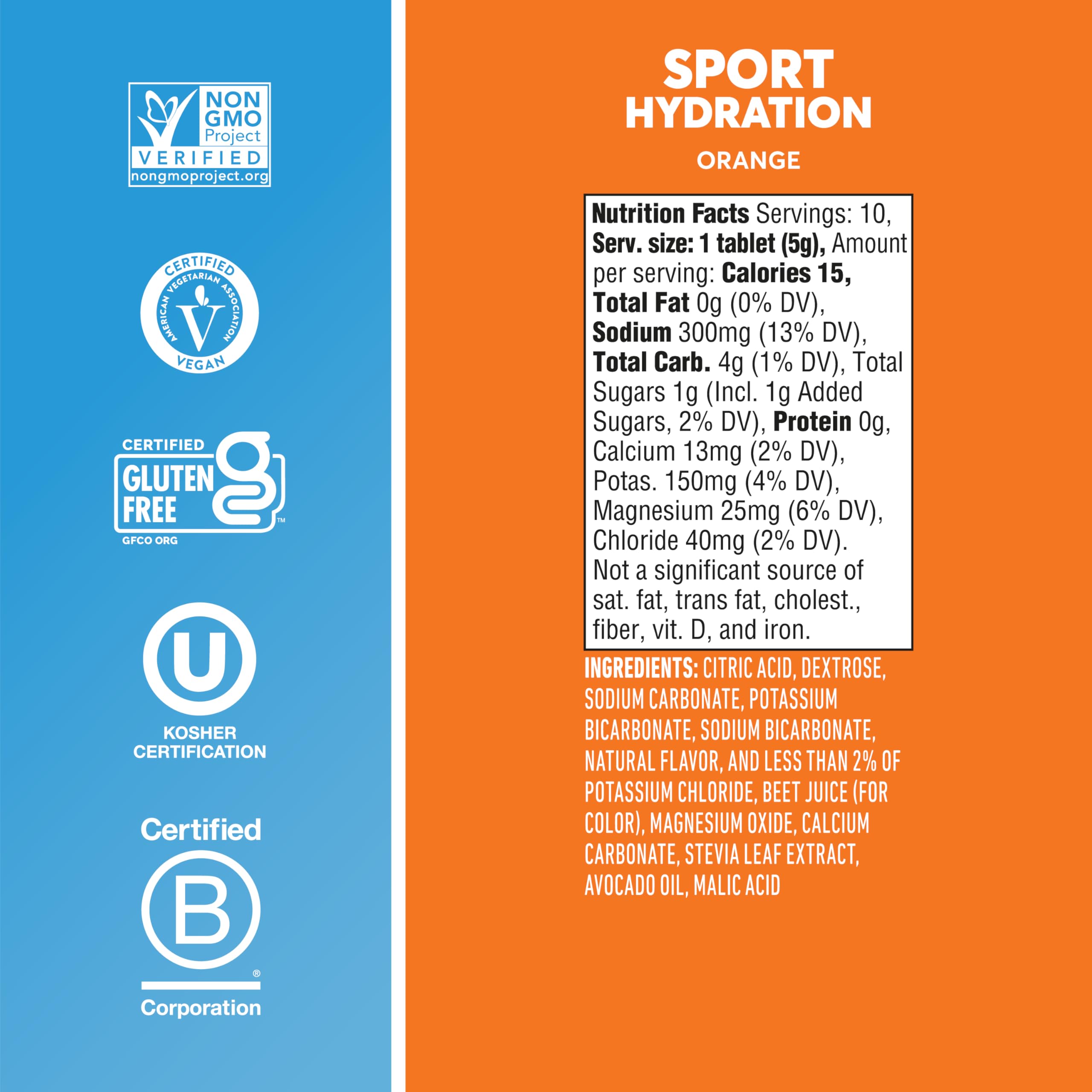 Nuun Sport – saveur orange rafraîchissante favorise l'hydratation légère.