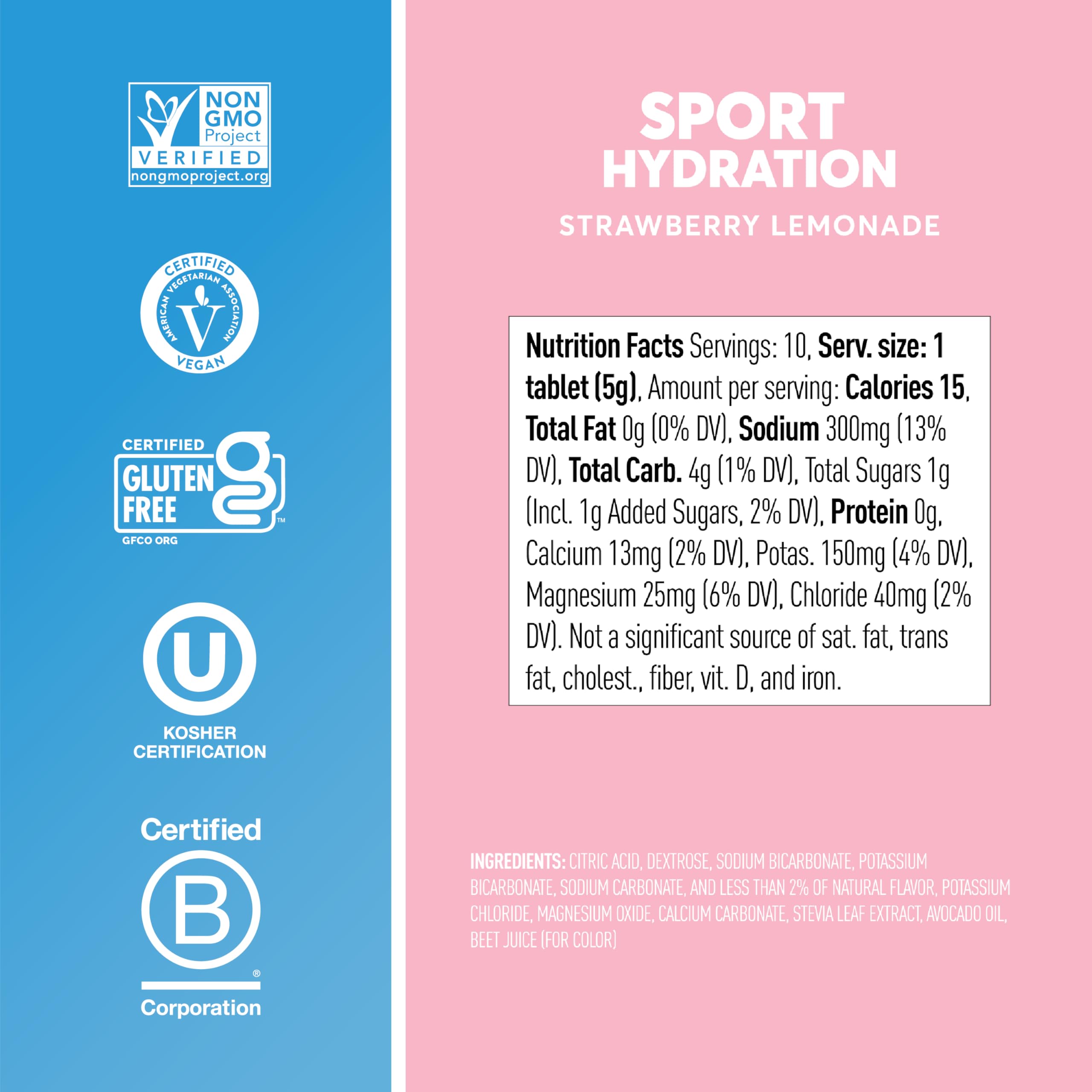 Nuun Sport Tablettes, arôme fraise-citronnade idéal pour sessions sportives.