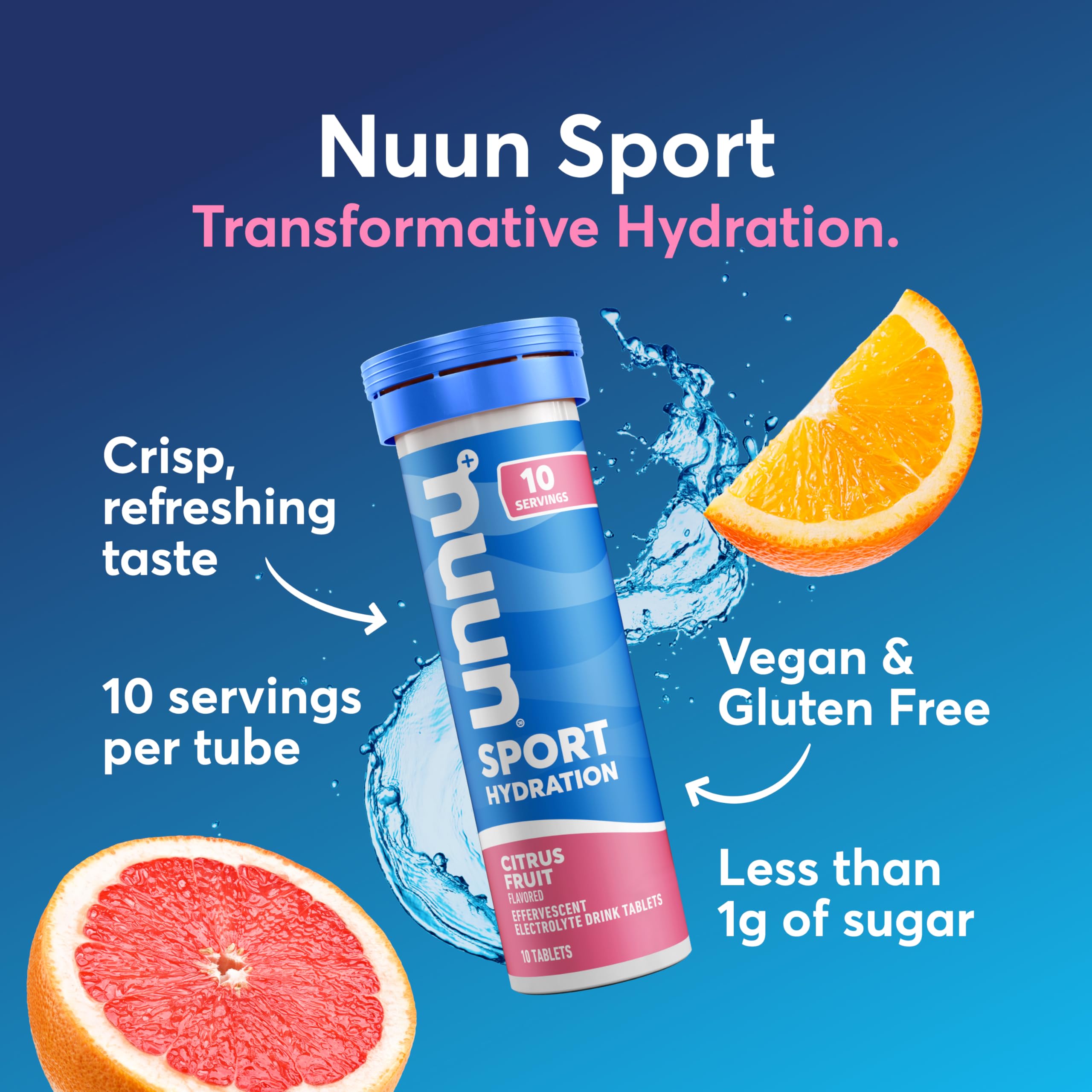 Nuun tablettes dans l’eau créent une boisson légère et pétillante idéale pour l’effort.