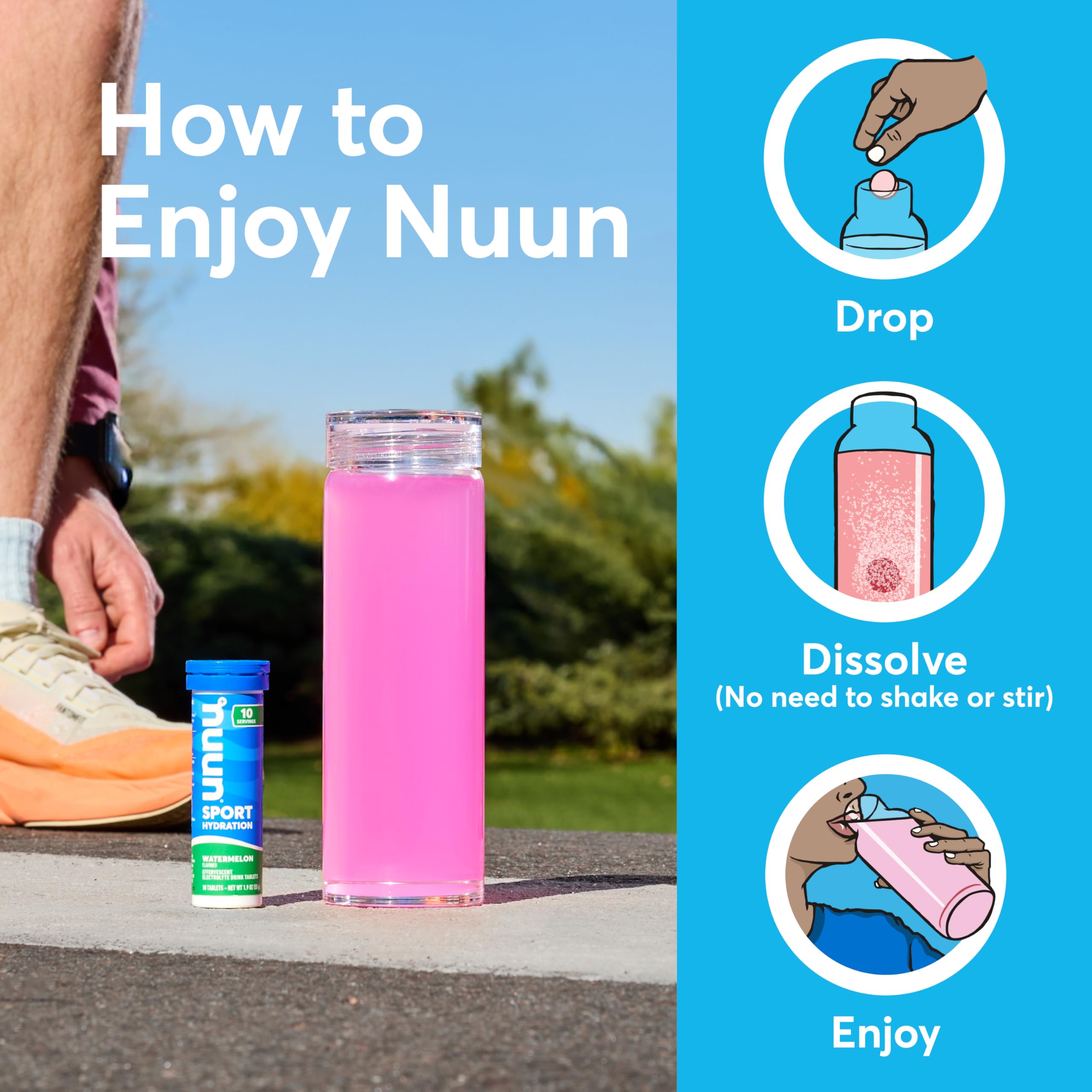 Nuun tablettes pour hydratation quotidienne et maintien de l’énergie légère.